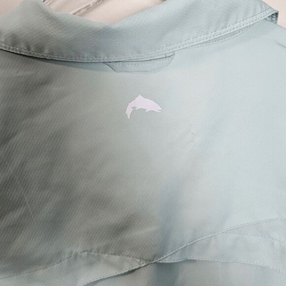 Simm's Fishing Hiking Vented Button down long sleeve Shirt Mens Blue Green Size - Picture 3 of 6